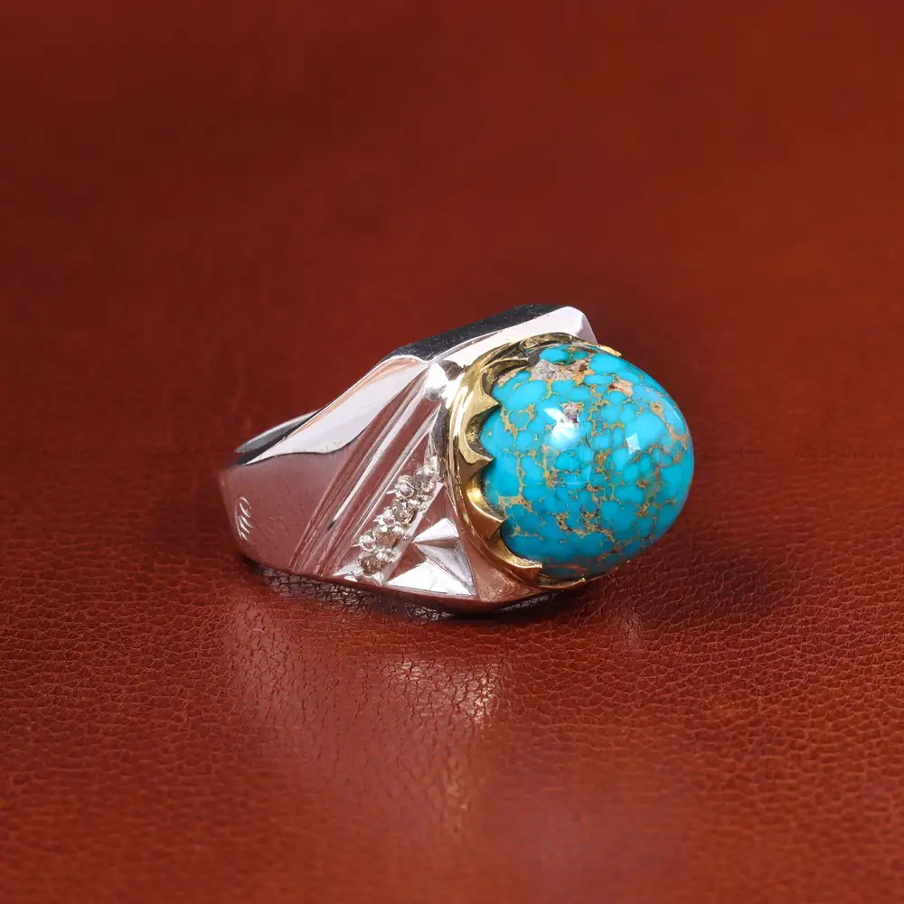 انگشتر فیروزه شجری مردانه کد 19922