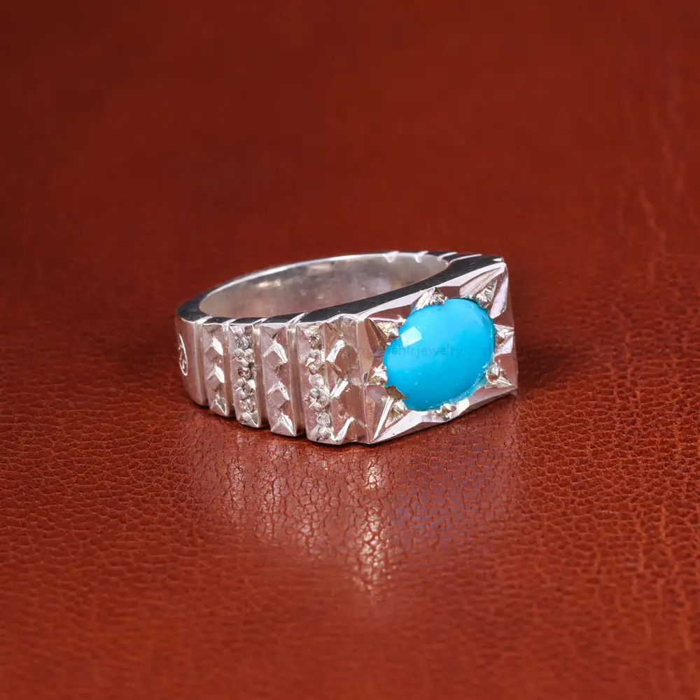 انگشتر فيروزه عجمی مردانه کد 19924