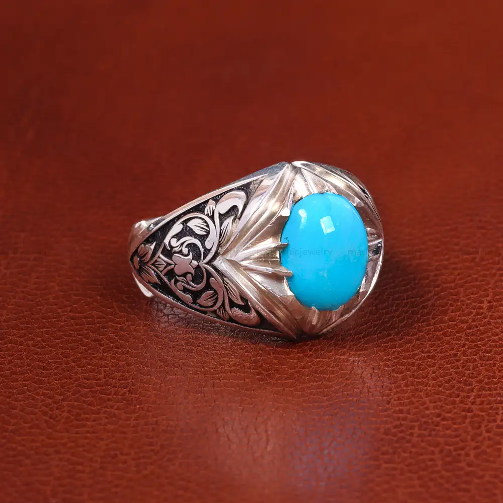 انگشتر فيروزه عجمی مردانه کد 19937