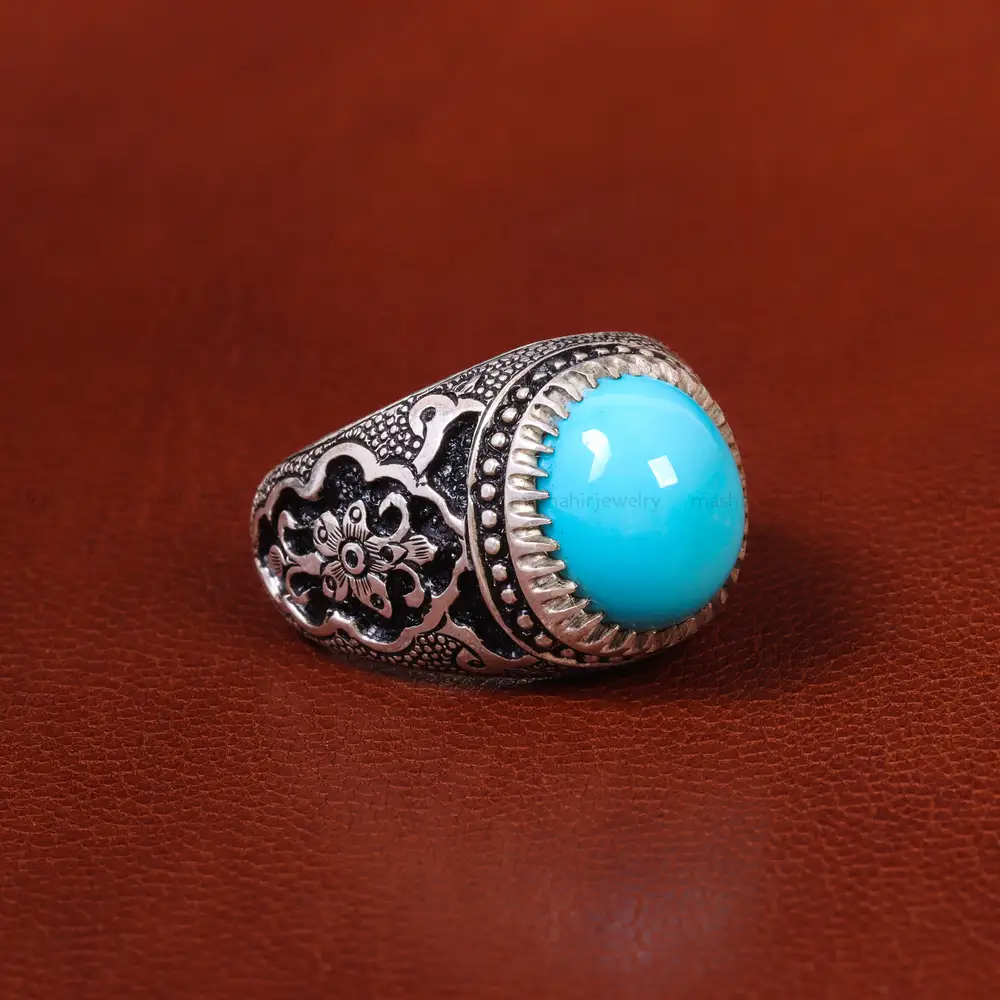 انگشتر فيروزه عجمی مردانه کد 20194