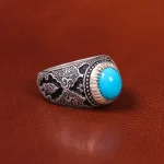 انگشتر فيروزه عجمی مردانه کد 20195
