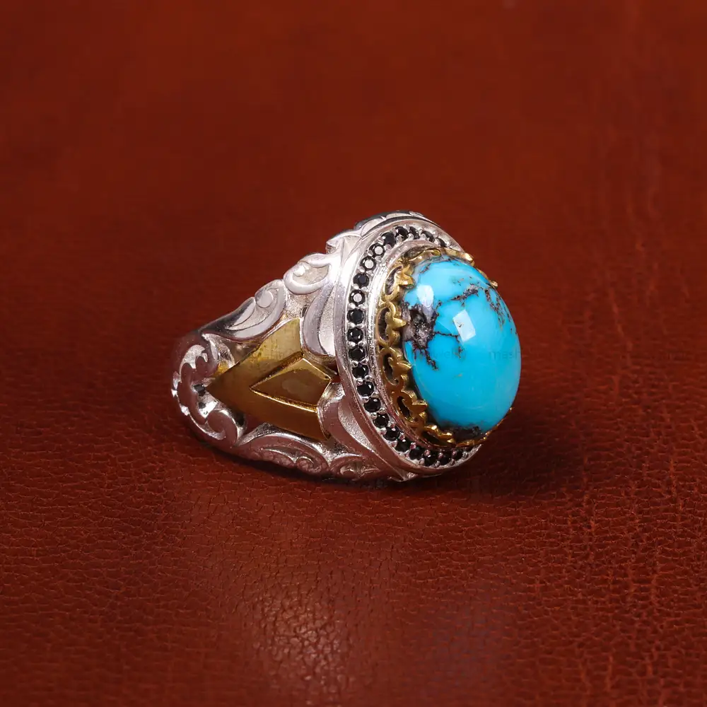 انگشتر فیروزه شجری مردانه کد 20317