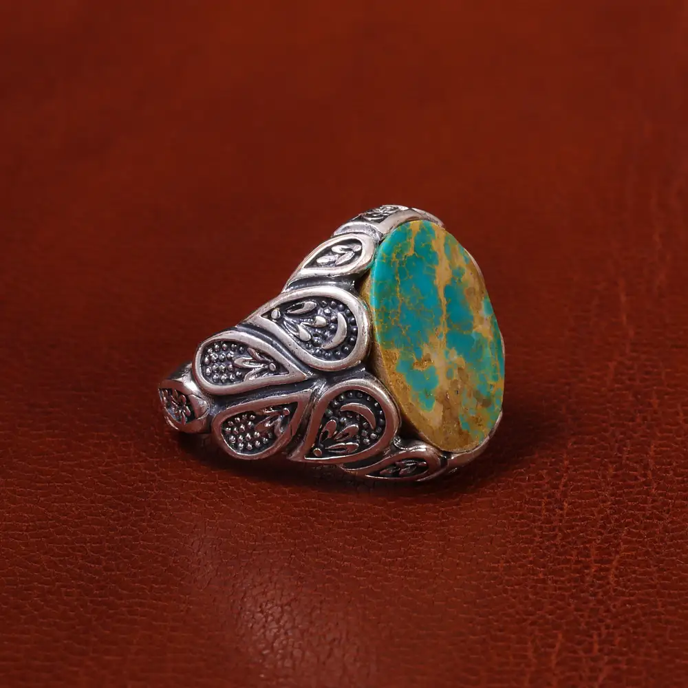 انگشتر فیروزه شجری مردانه کد 20325