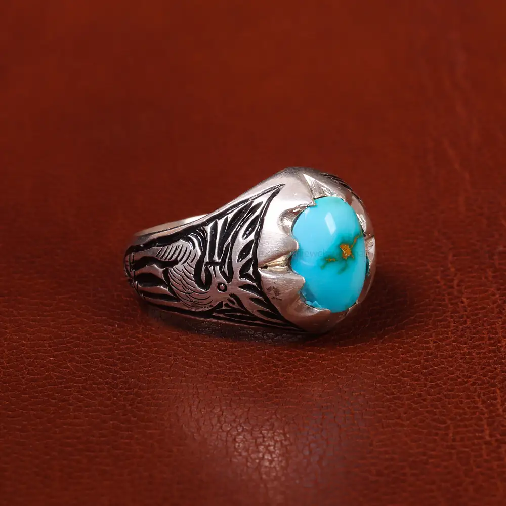 انگشتر فیروزه شجری مردانه کد 20340