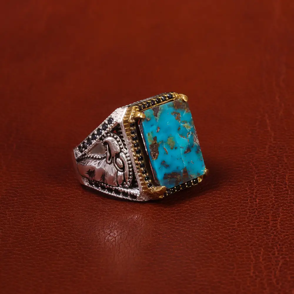 انگشتر فیروزه شجری مردانه کد 20350