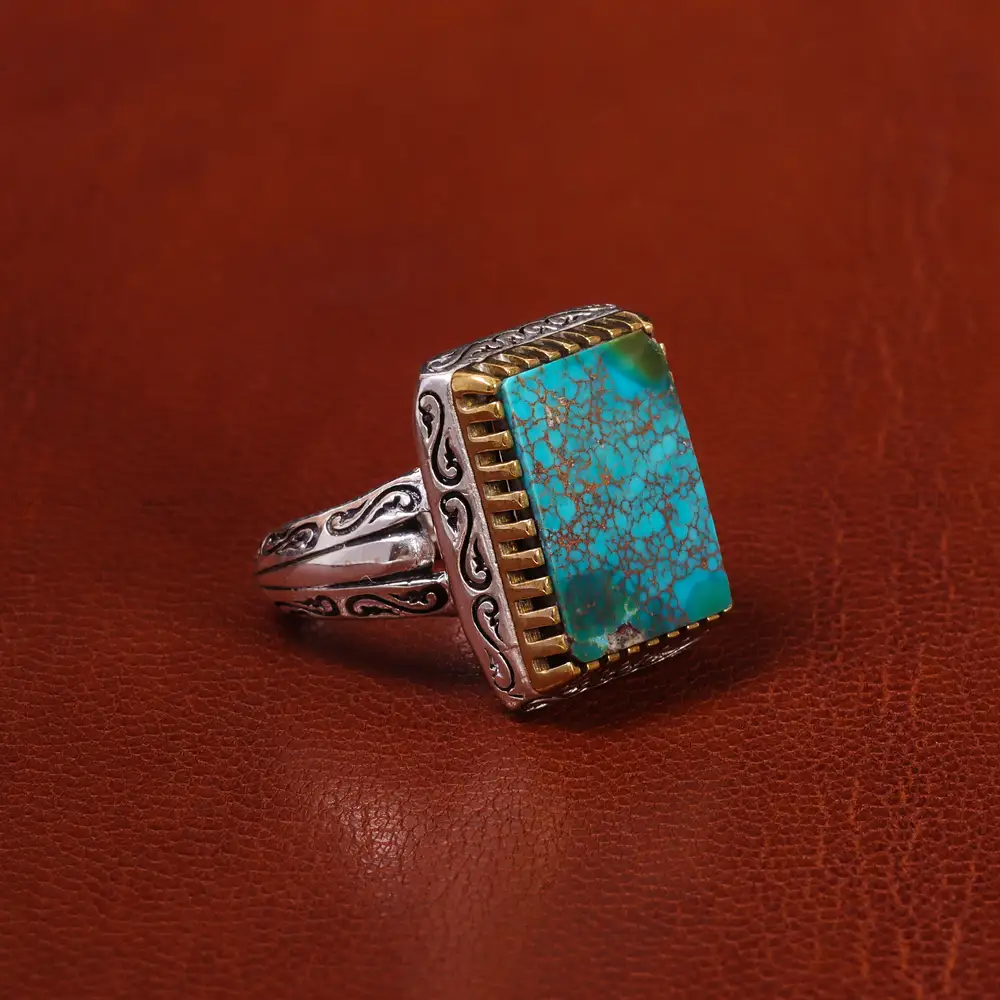 انگشتر فیروزه شجری مردانه کد 20352