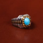 انگشتر فیروزه عجمی مردانه کد 20360