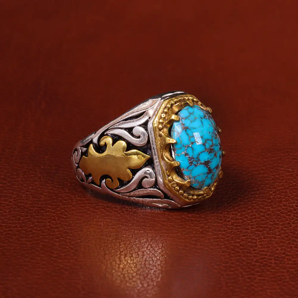 انگشتر فیروزه شجری مردانه کد 20447