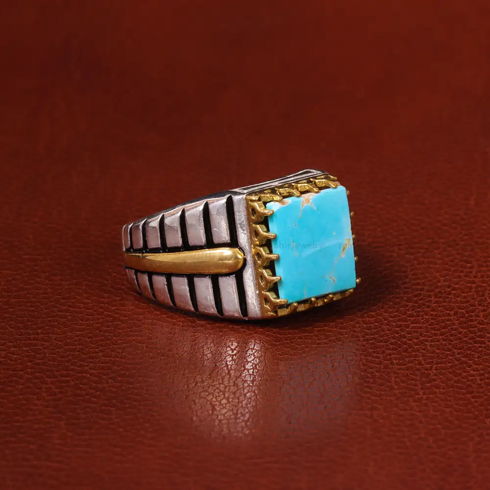 انگشتر فیروزه شجری مردانه کد 20456