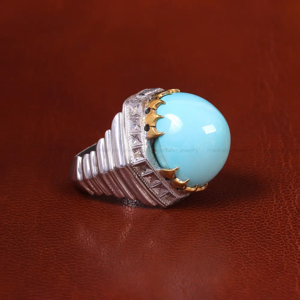 انگشتر فيروزه عجمی مردانه کد 20460