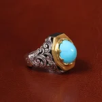 انگشتر فيروزه عجمی مردانه کد 20463