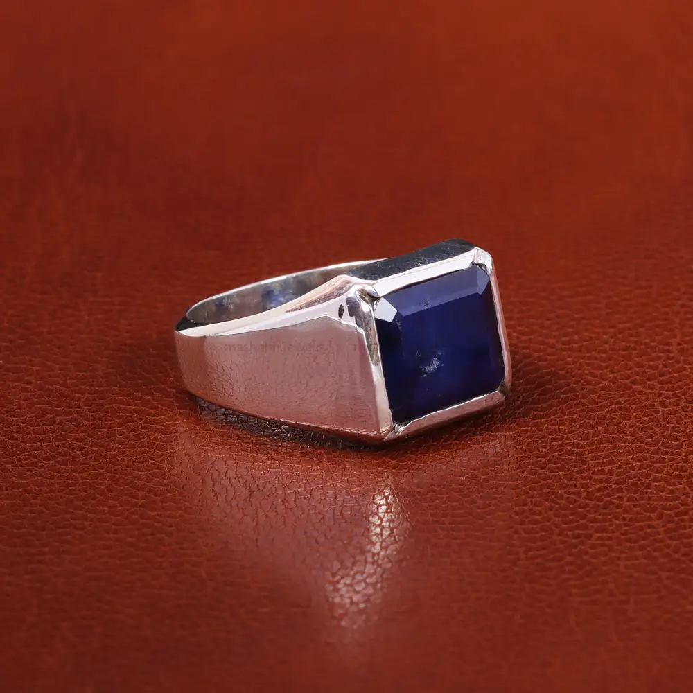 انگشتر یاقوت کبود مردانه کد 20466