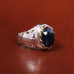 انگشتر یاقوت کبود مردانه کد 20467