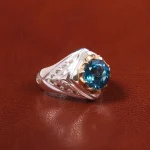 انگشتر توپاز آبی مردانه کد 20471
