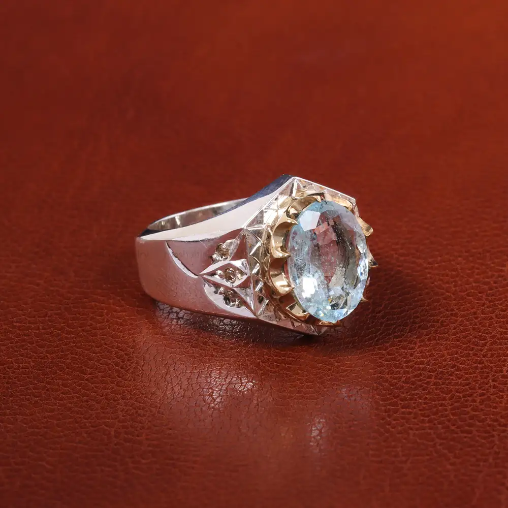 انگشتر آکوامارین مردانه کد 20473