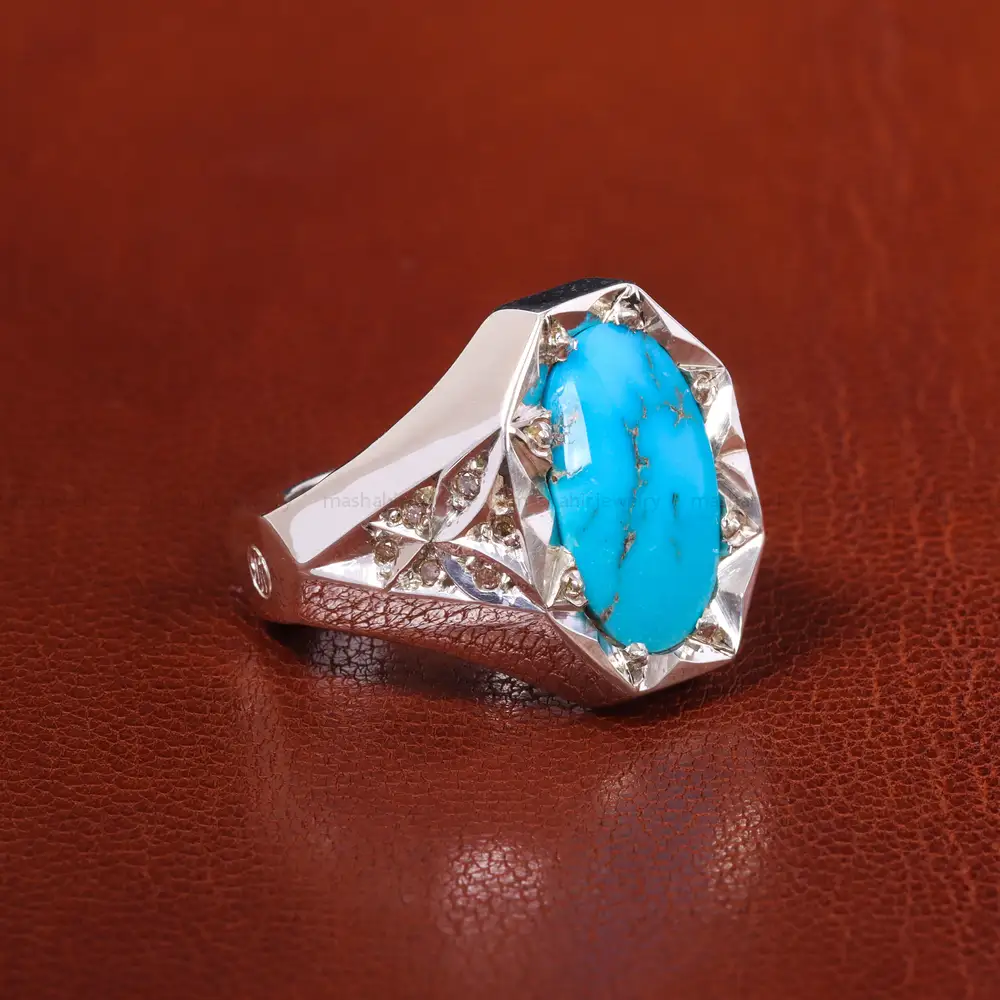 انگشتر فیروزه شجری مردانه کد 20541