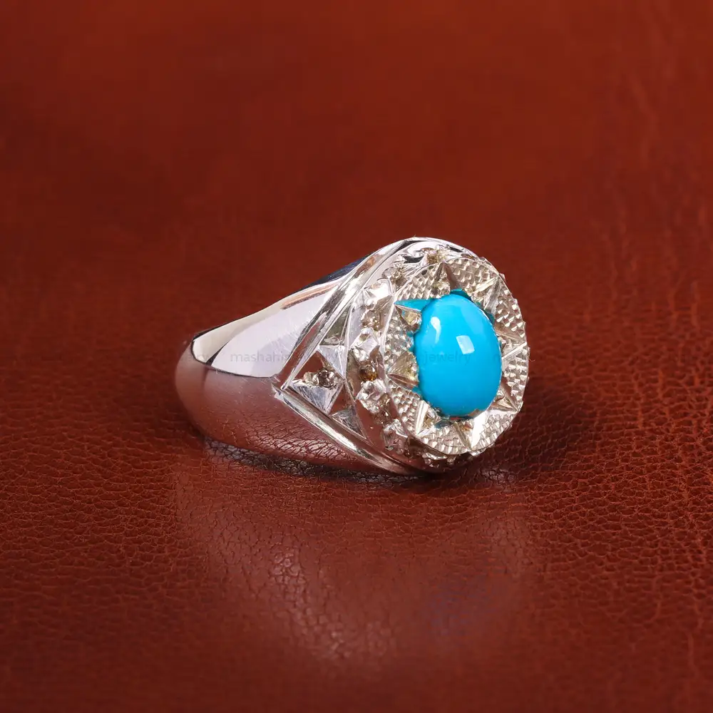 انگشتر فيروزه عجمی مردانه کد 20542