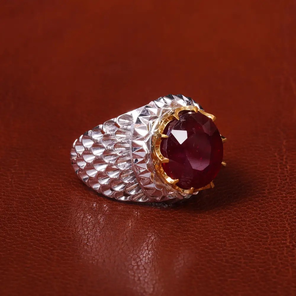 انگشتر یاقوت سرخ مردانه کد 20552