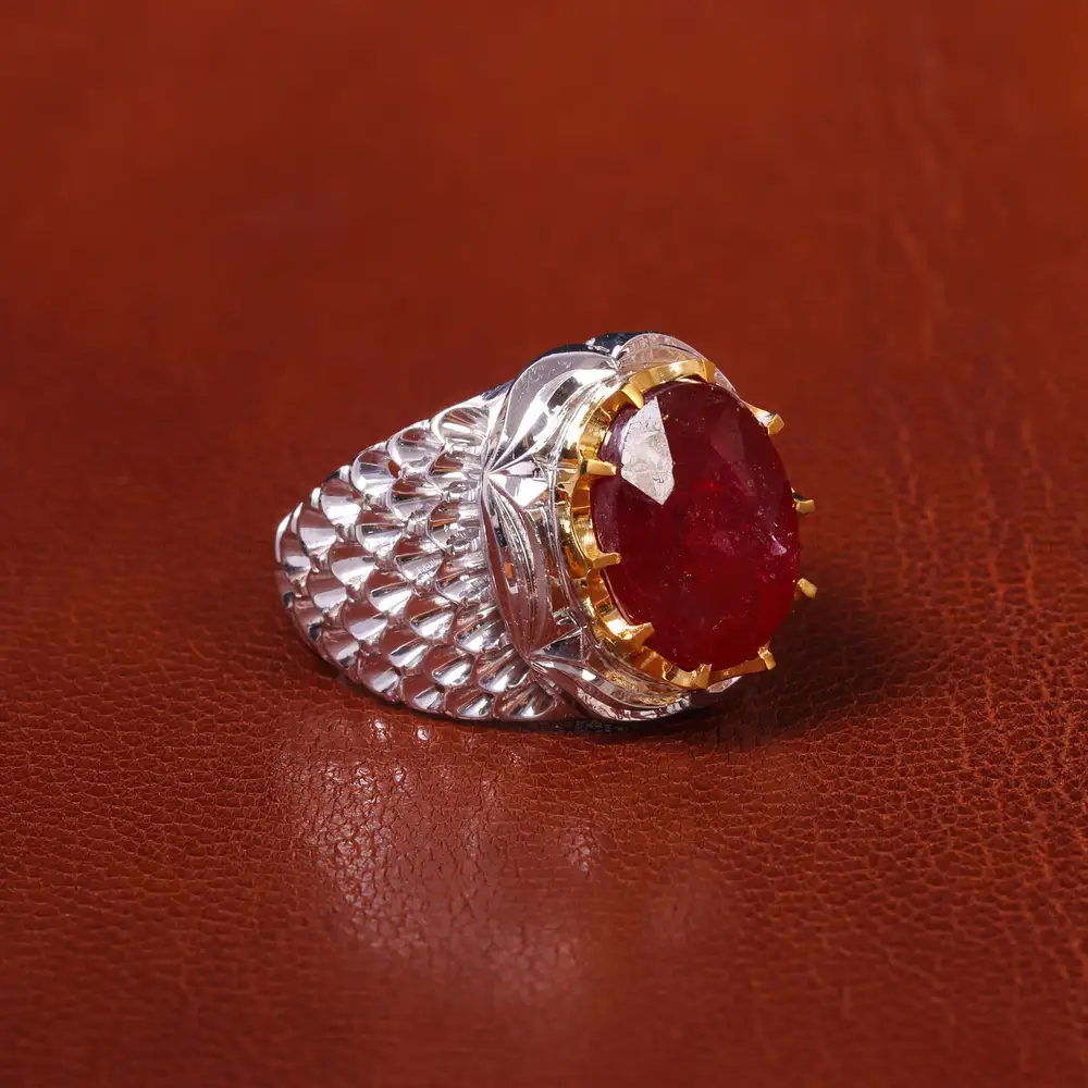 انگشتر یاقوت سرخ مردانه کد 20555