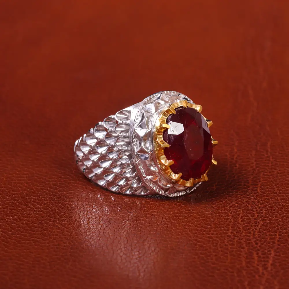 انگشتر یاقوت سرخ مردانه کد 20557