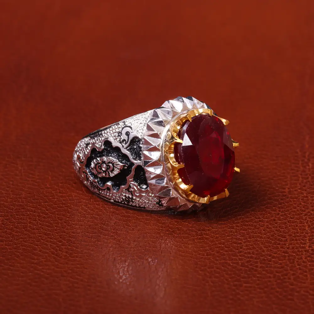 انگشتر یاقوت سرخ مردانه کد 20558