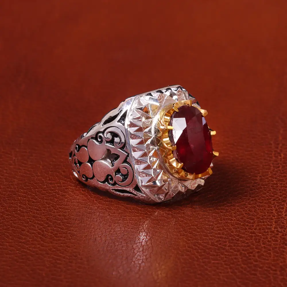 انگشتر یاقوت سرخ مردانه کد 20563