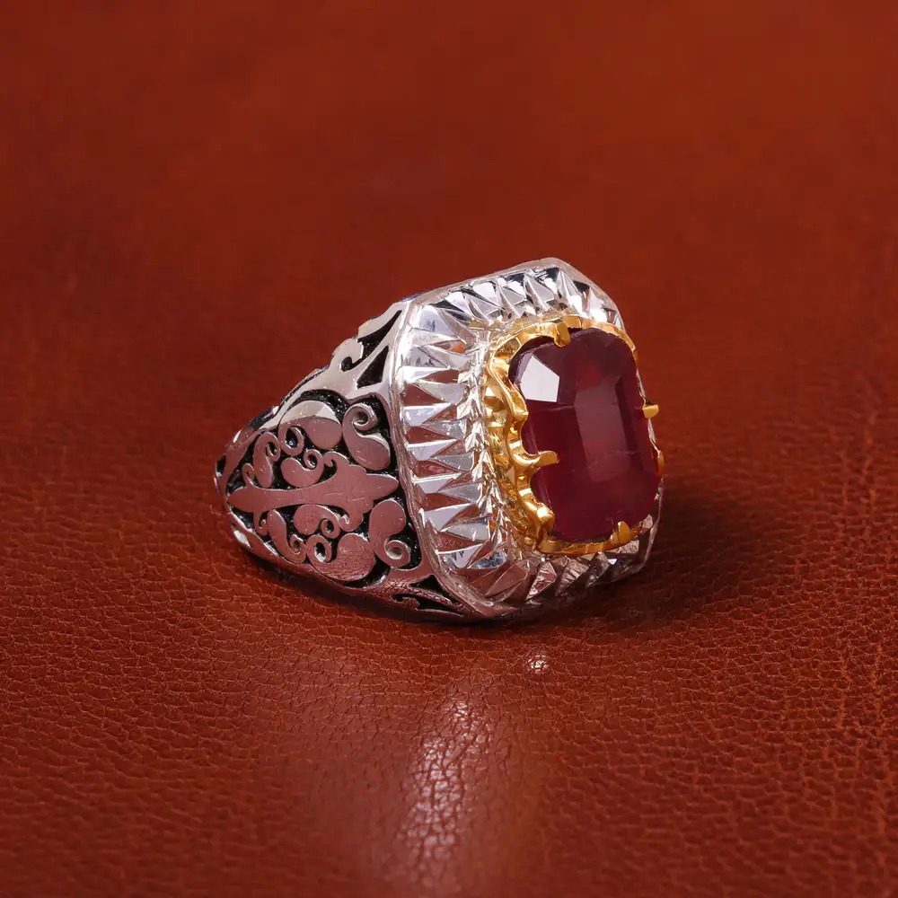 انگشتر یاقوت سرخ مردانه کد 20564