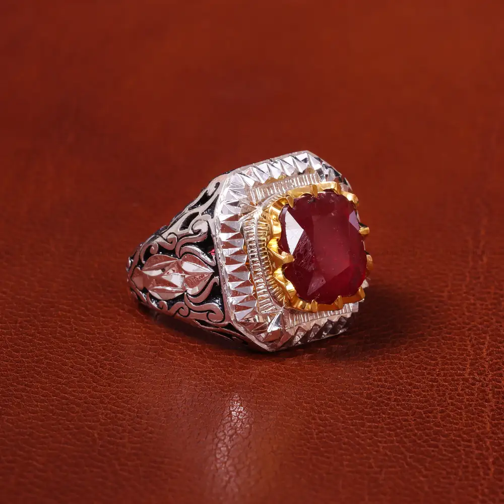 انگشتر یاقوت سرخ مردانه کد 20565