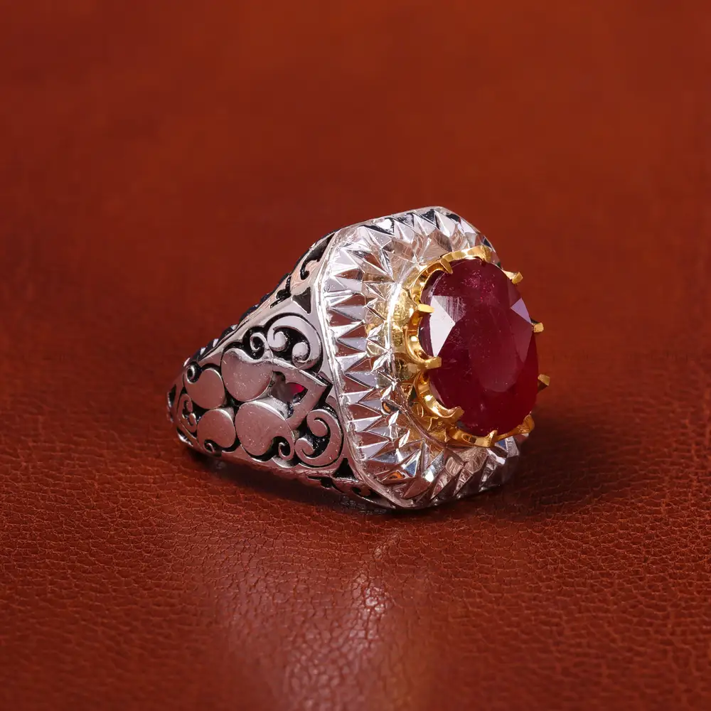 انگشتر یاقوت سرخ مردانه کد 20567