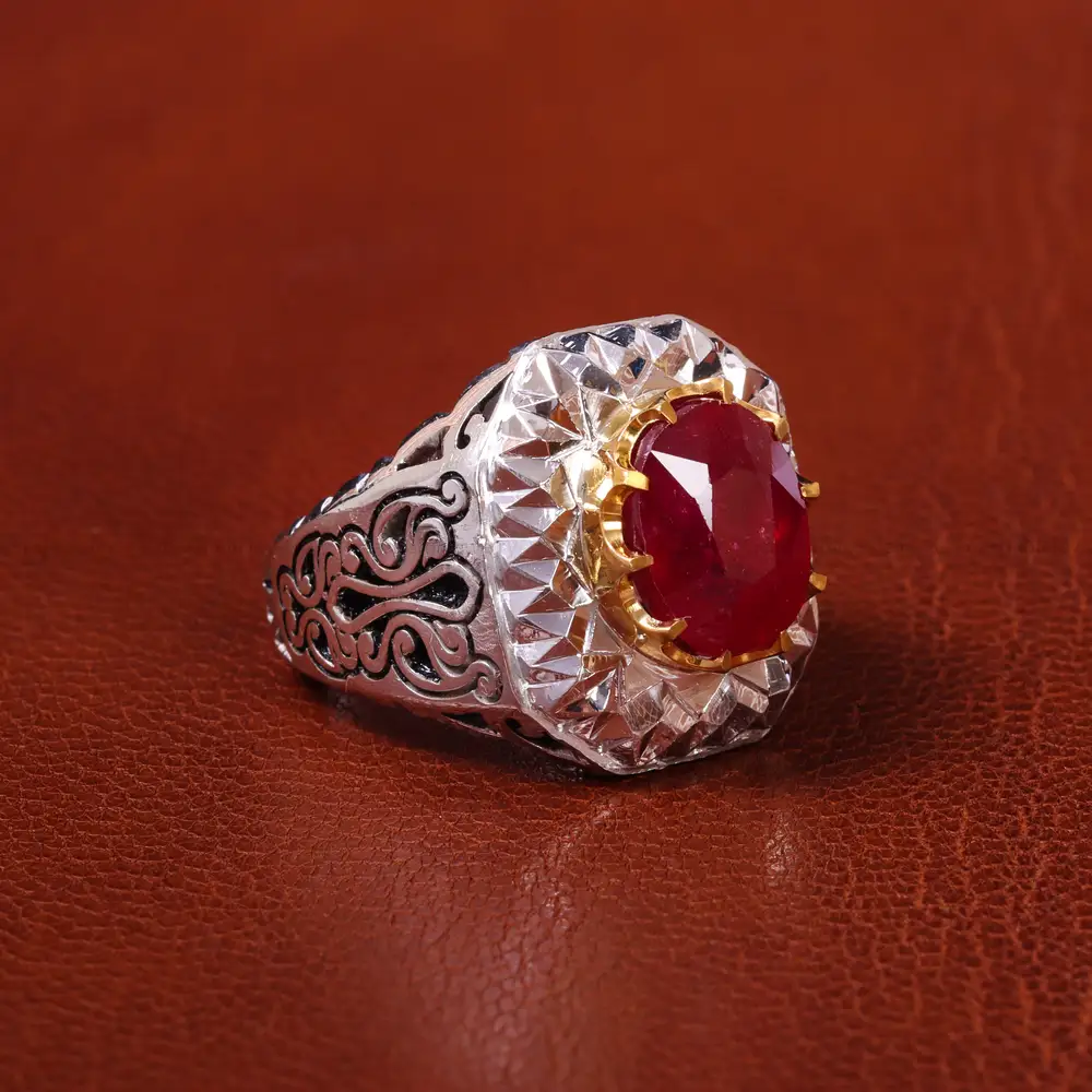 انگشتر یاقوت سرخ مردانه کد 20568