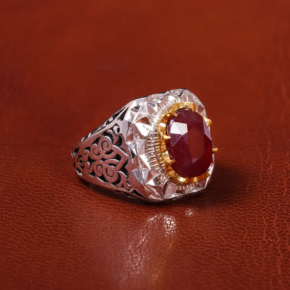 انگشتر یاقوت سرخ مردانه کد 20571