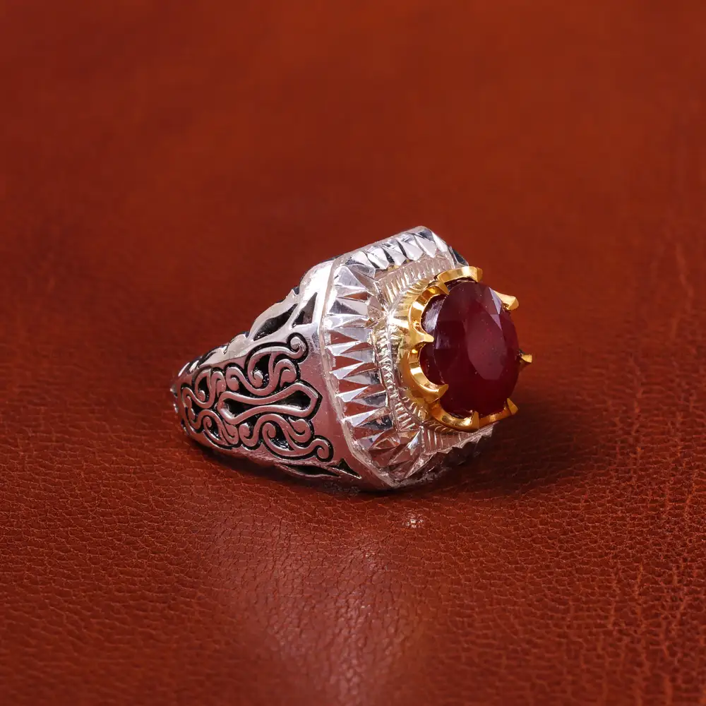 انگشتر یاقوت سرخ مردانه کد 20575