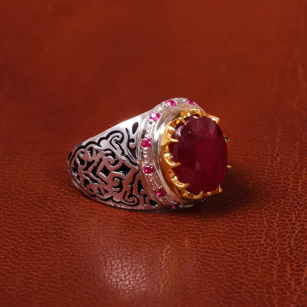 انگشتر یاقوت سرخ مردانه کد 20576