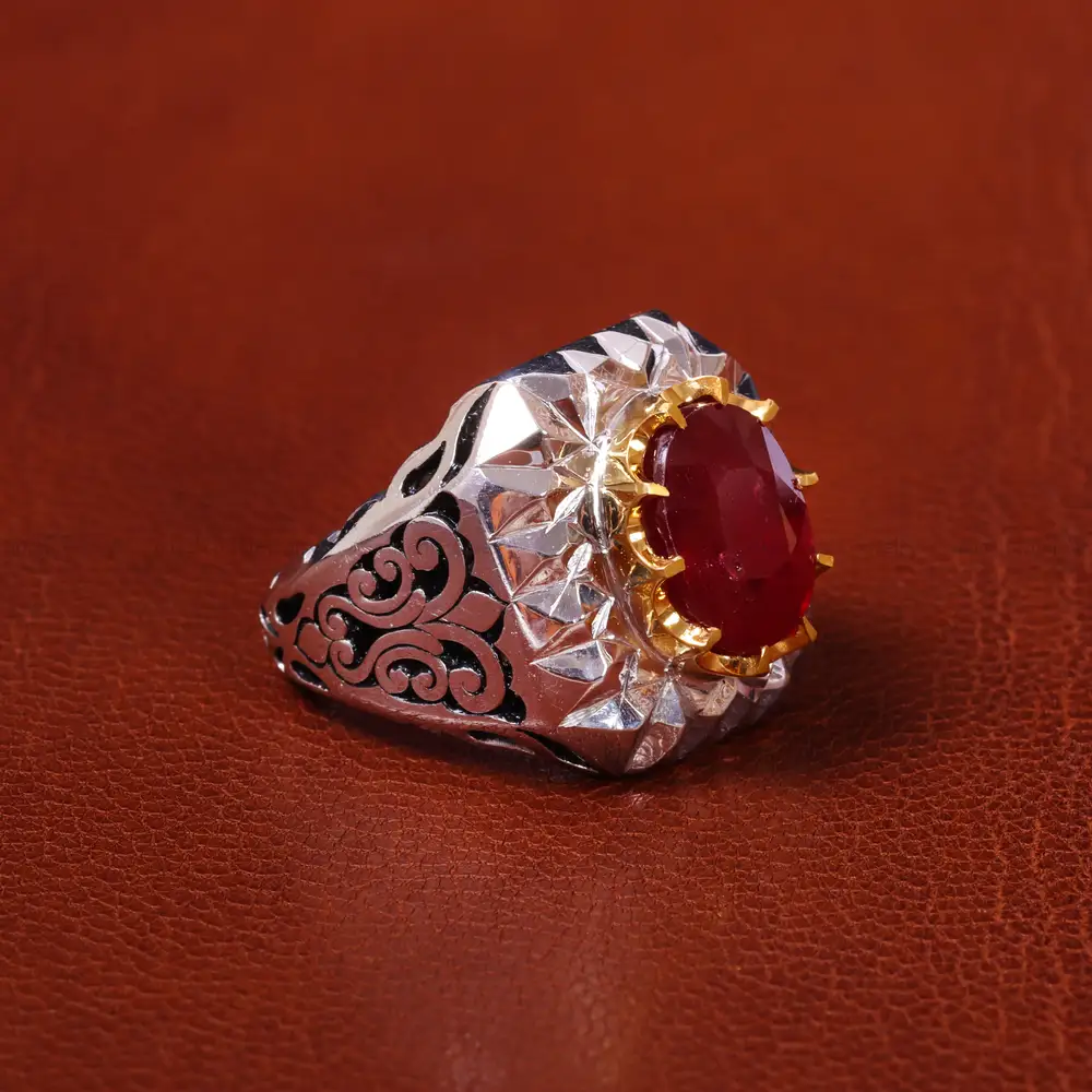 انگشتر یاقوت سرخ مردانه کد 20578