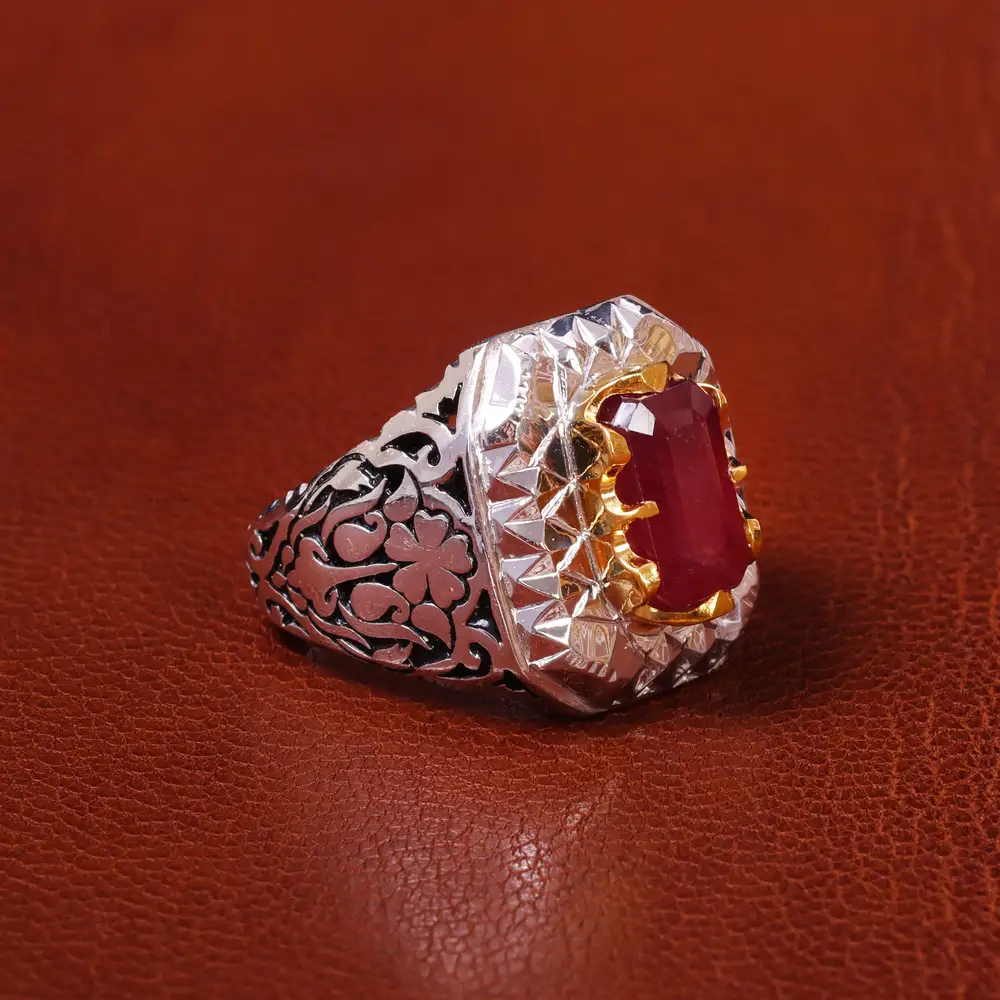 انگشتر یاقوت سرخ مردانه کد 20579