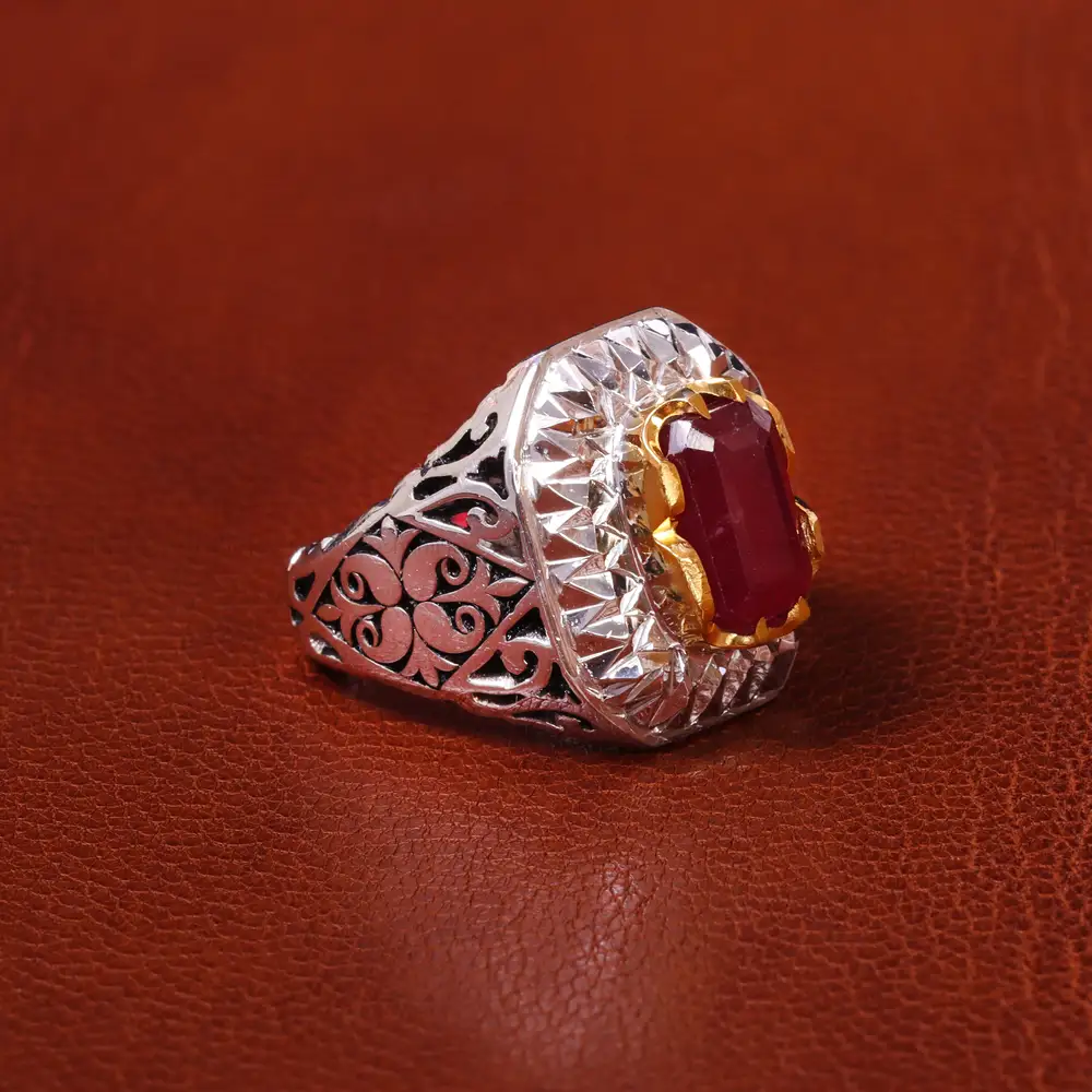 انگشتر یاقوت سرخ مردانه کد 20580