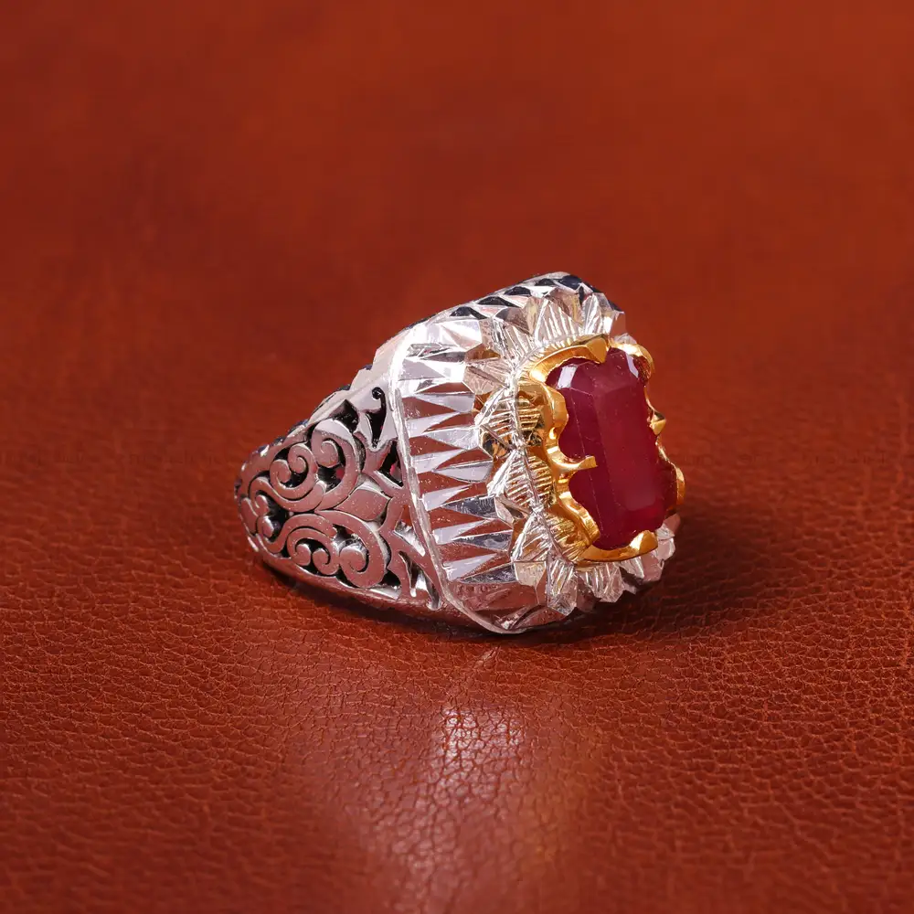 انگشتر یاقوت سرخ مردانه کد 20581