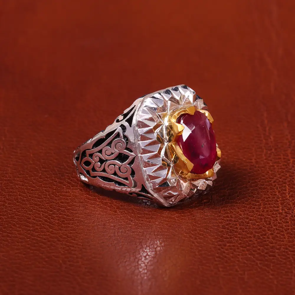 انگشتر یاقوت سرخ مردانه کد 20583