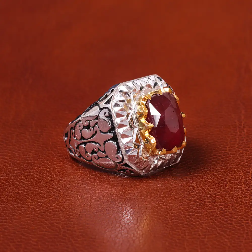 انگشتر یاقوت سرخ مردانه کد 20592