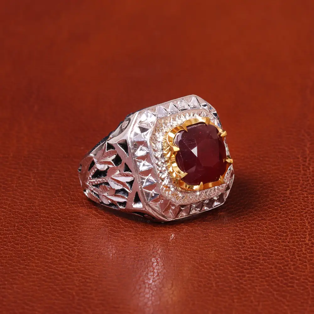 انگشتر یاقوت سرخ مردانه کد 20595