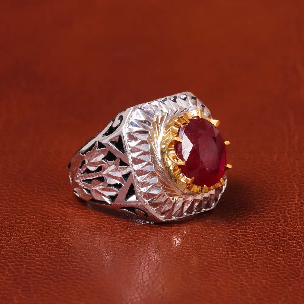 انگشتر یاقوت سرخ مردانه کد 20598