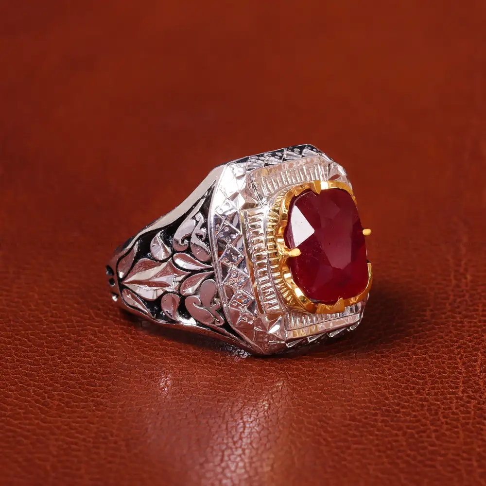 انگشتر یاقوت سرخ مردانه کد 20599