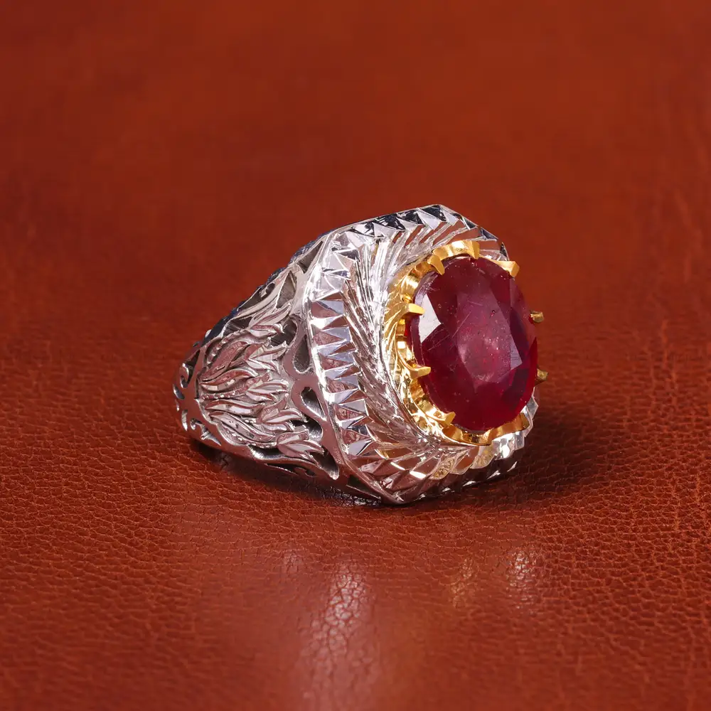 انگشتر یاقوت سرخ مردانه کد 20604