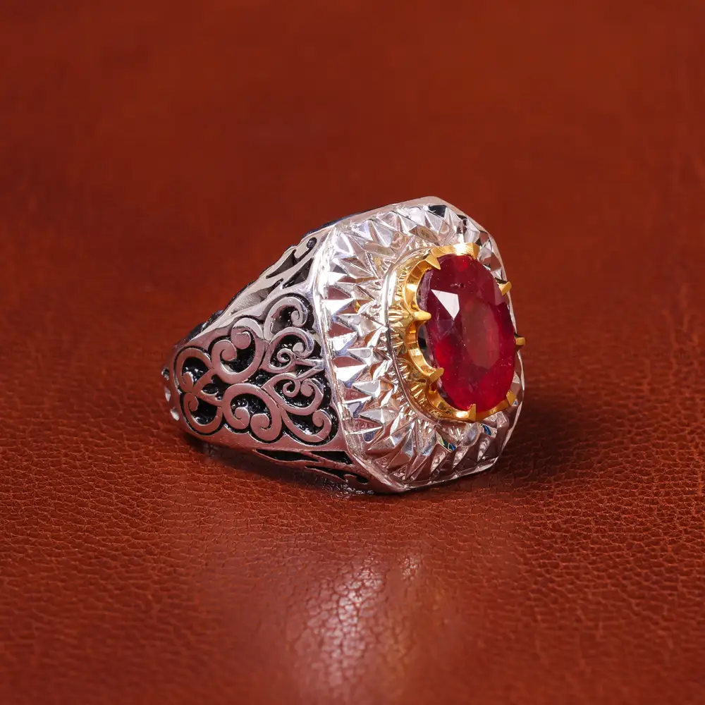 انگشتر یاقوت سرخ مردانه کد 20605