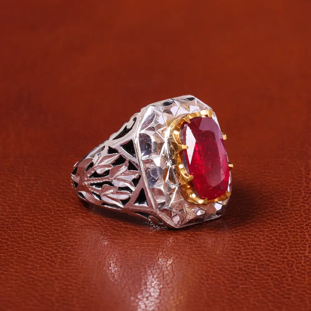 انگشتر یاقوت سرخ مردانه کد 20609