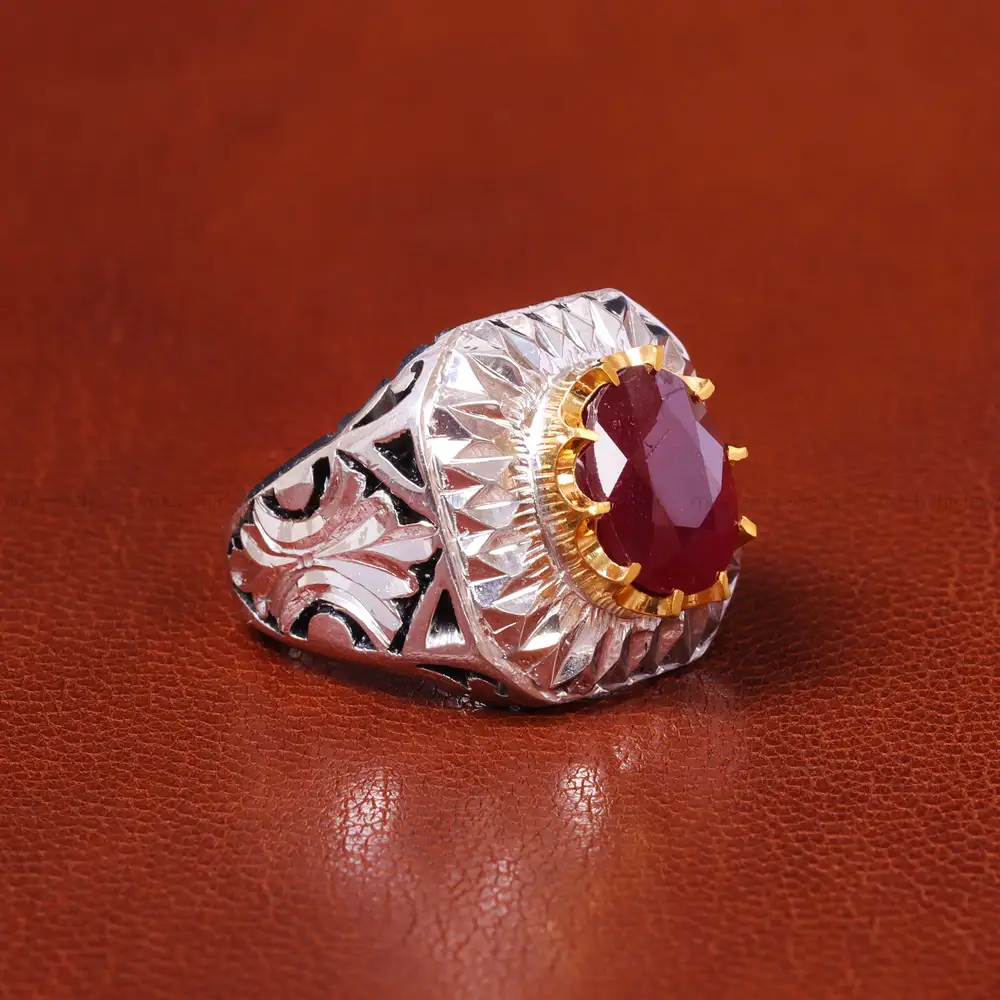 انگشتر یاقوت سرخ مردانه کد 20610