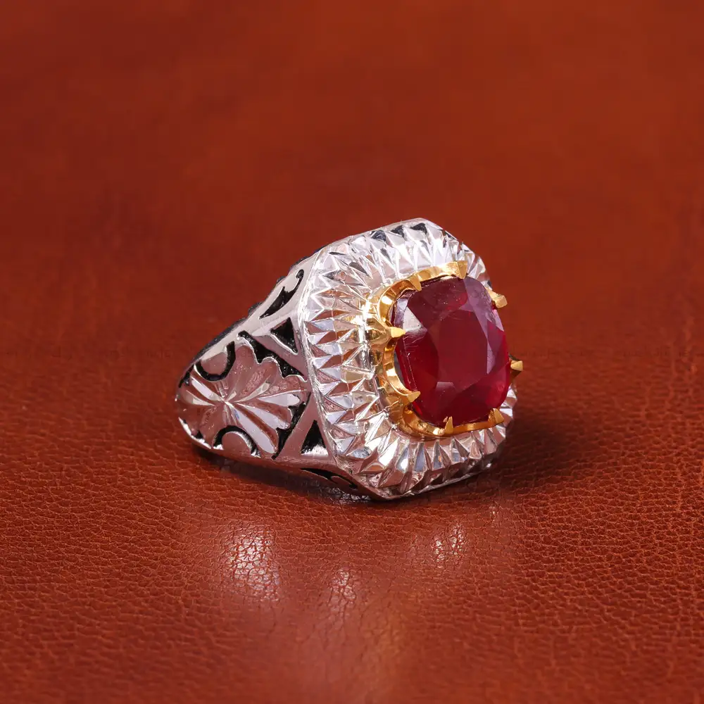 انگشتر یاقوت سرخ مردانه کد 20611