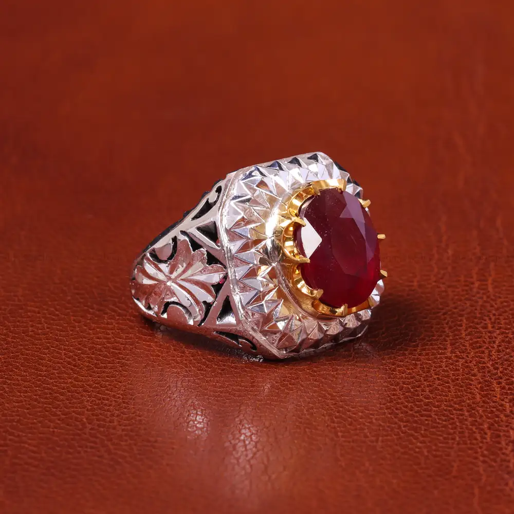 انگشتر یاقوت سرخ مردانه کد 20612