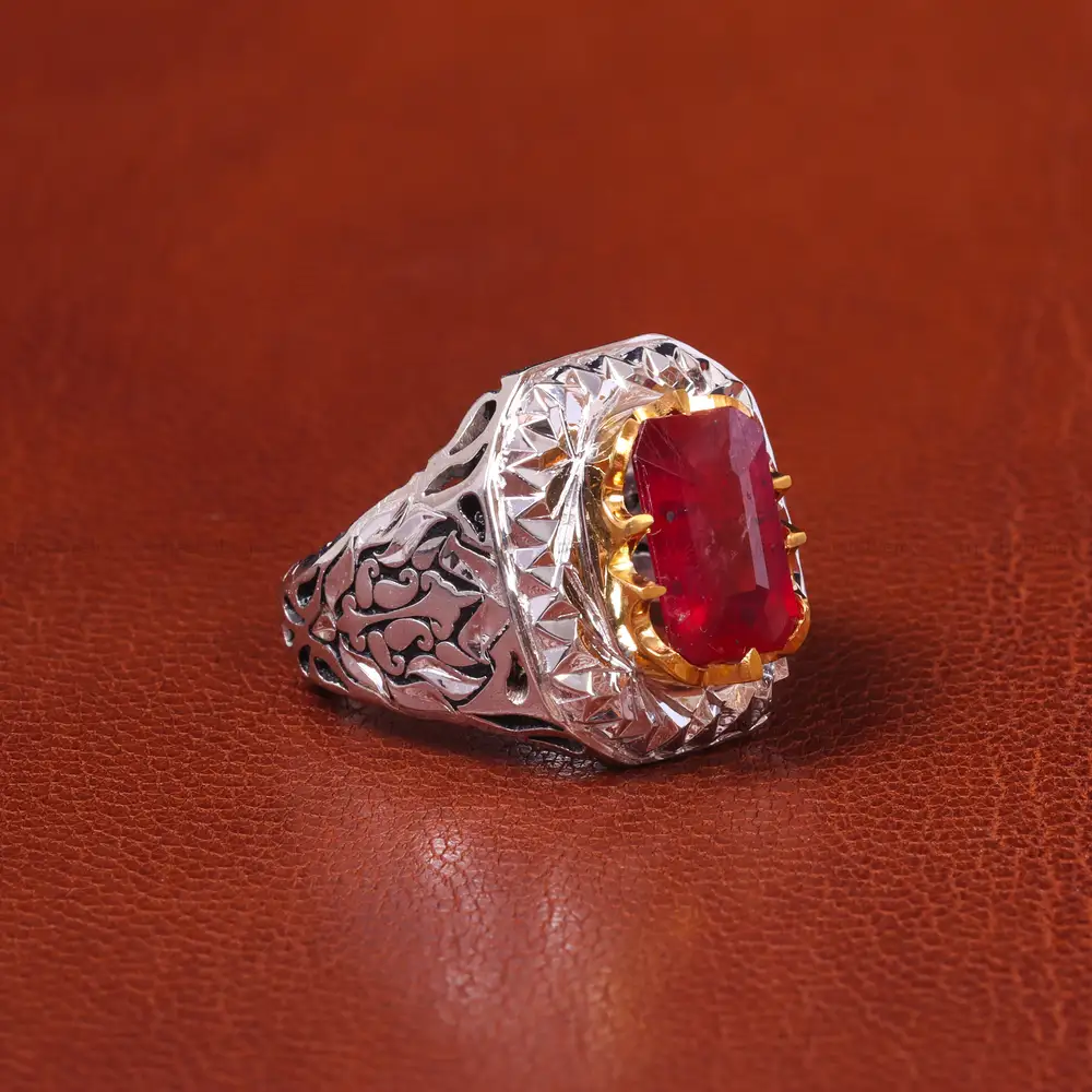 انگشتر یاقوت سرخ مردانه کد 20615