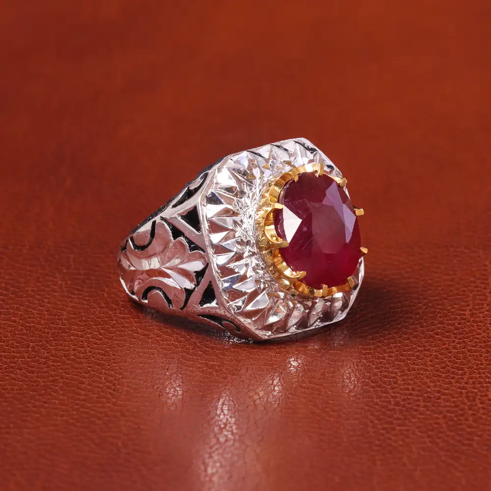 انگشتر یاقوت سرخ مردانه کد 20616